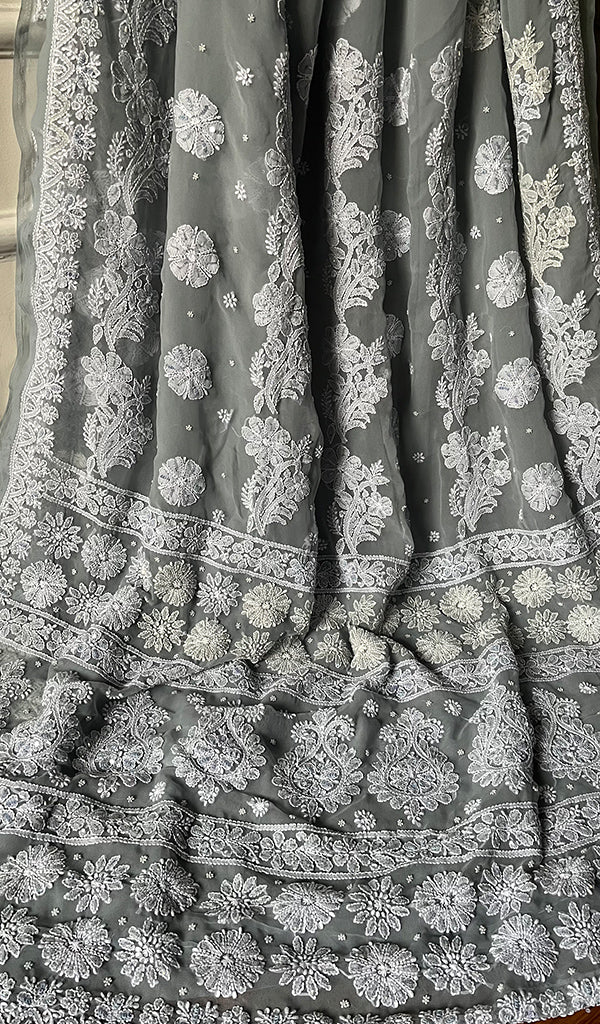 Samaira Women's Lucknowi Handcrafted Faux-Georgette Chikankari Saree - HONC02228958