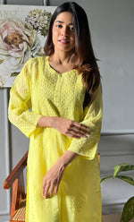 Load image into Gallery viewer, Umnaaz Women&#39;s Lakhnavi Handcrafted Organza Chikankari Kurti- HONC0115941
