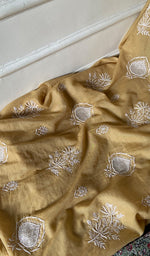 Load image into Gallery viewer, Women's Lakhnavi Handcrafted Mul Chanderi Unstitched  Chikankari Full Suit Material - HONC0334940