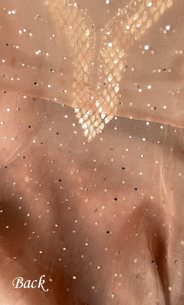 Alfia Women's Lakhnavi Handcrafted Pure Organza Chikankari Unstitched Kurta And Dupatta Set- HONC0328068