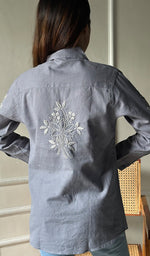 Load image into Gallery viewer, Women&#39;s Lucknowi Handcrafted Slub Cotton Chikankari Top - HONC0299099
