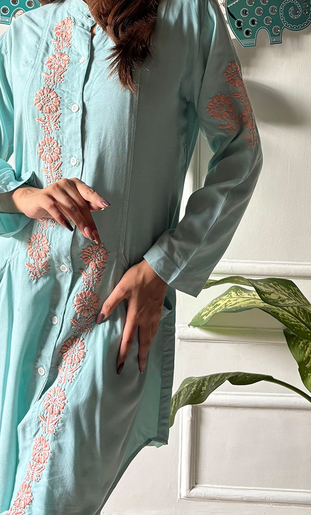 Women's Lakhnavi Handcrafted Cotton Chikankari Top - HONC0315254