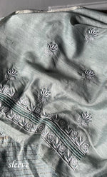 Load image into Gallery viewer, Women&#39;s Lakhnavi Handcrafted Munga Silk Unstitched Chikankari Kurta And Dupatta Set- HONC0199320
