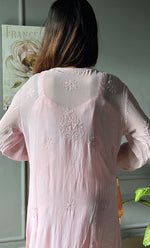 Load image into Gallery viewer, Women&#39;s Lakhnavi Handcrafted Viscose Georgette Chikankari Kurti- HONC0290139
