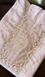 Load image into Gallery viewer, Women&#39;s Lakhnavi Handcrafted Mul Chanderi Chikankari Semi - Stitched Kurti Fabric - HONC0267554
