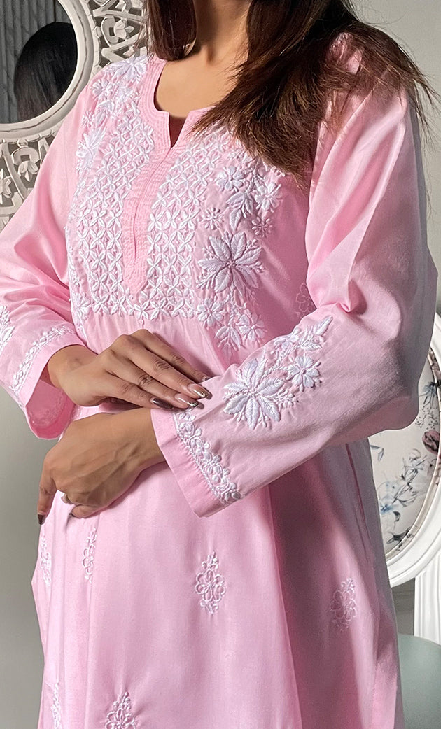 Women's Lucknowi Handcrafted Cotton Chikankari Kurti - HONC0330710