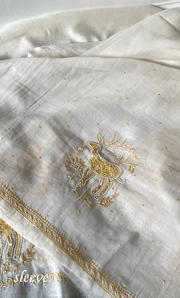 Titlee Women's Lakhnavi Handcrafted Unstitched Mul Chanderi Kurta And Dupatta Set - HONC0324068