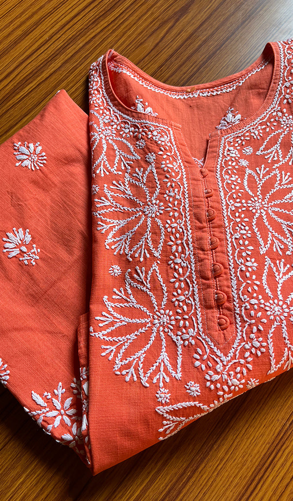 Women's Lucknowi Handcrafted Cotton Chikankari Kurti - HONC0300995