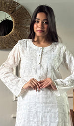 将图像加载到图库查看器中， Prisha Women's Lucknowi Handcrafted Cotton Chikankari Kurti - HONC0341068