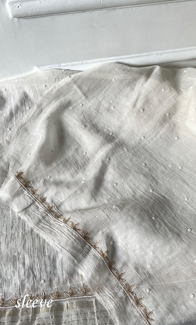 Jazba Women's Lakhnavi Handcrafted Mul Chanderi UnStitched Kurta And Dupatta Set - HONC0320724