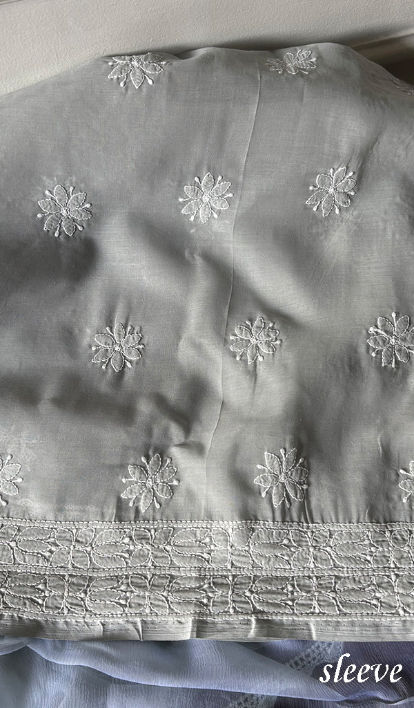 Women's Lakhnavi Handcrafted Unstitched Cotton Chikankari Suit Material - HONC0348582