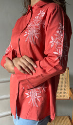 Load image into Gallery viewer, Women&#39;s Lucknowi Handcrafted Slub Cotton Chikankari Top - HONC0299146

