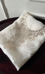 将图像加载到图库查看器中， Women's Lakhnavi Handcrafted Pure Organza Chikankari Unstitched Kurti Fabric - HONC0335837