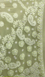 将图像加载到图库查看器中， Women&#39;s Lucknowi Handcrafted Faux-Georgette Chikankari Saree - HONC0178239
