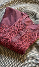 Load image into Gallery viewer, Women&#39;s Lucknowi Handcrafted Cotton Chikankari Kurti - HONC0301003
