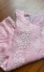 将图像加载到图库查看器中， Women&#39;s Lucknowi Handcrafted Modal Cotton Chikankari Kurti - HONC0298708
