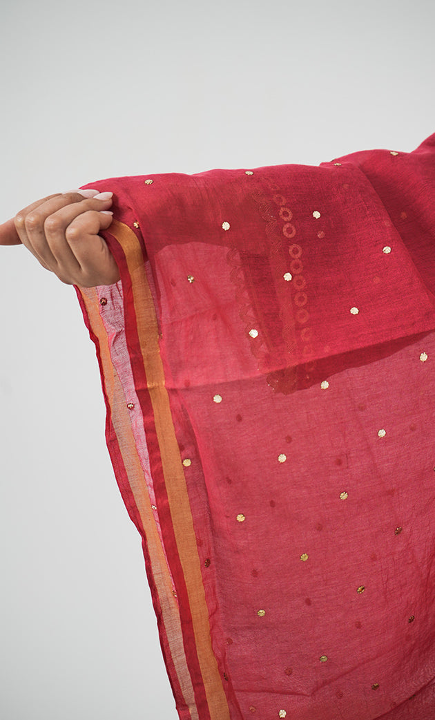 Shanaya Women's Lakhnavi Handcrafted Mul Chanderi Chikankari Stitched Kurta, Dupatta And Pant Set - HONC0322416