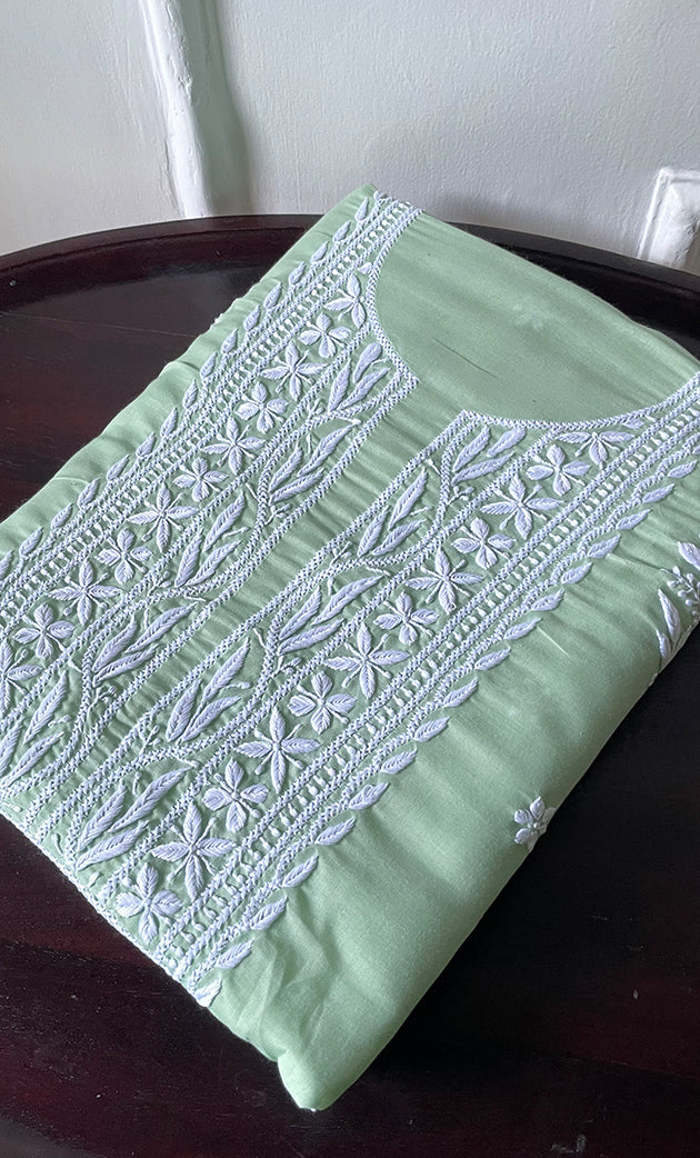 Women's Lakhnavi Handcrafted Cotton Chikankari Unstitched Kurti Fabric - HONC0318765