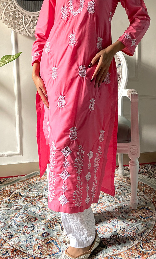 Women's Lucknowi Handcrafted Cotton Chikankari Kurti - HONC0330694