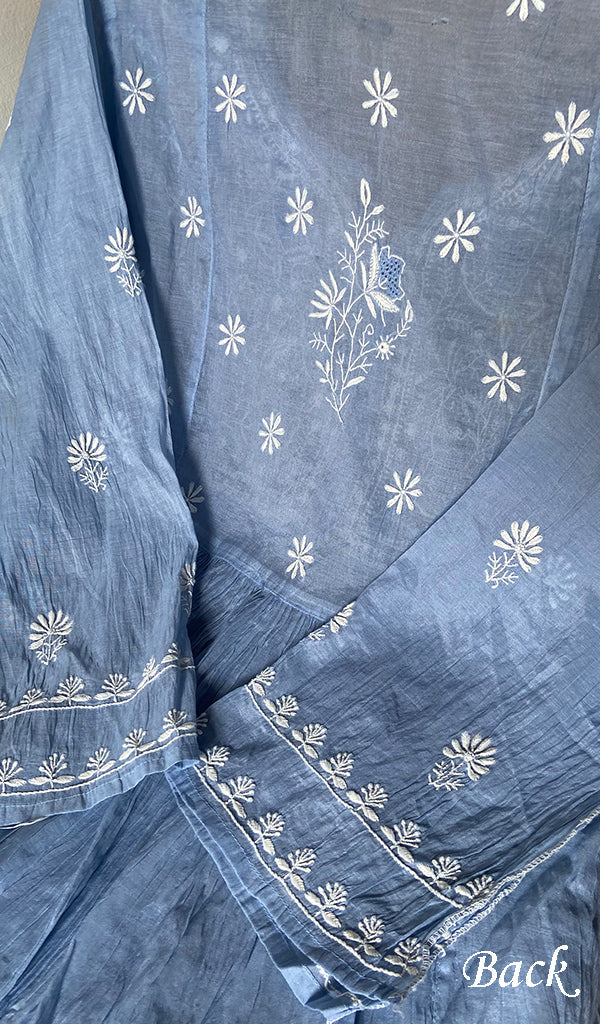 Women's Lakhnavi Handcrafted Mul Chanderi Unstitched Chikankari Full Suit - HONC0317048