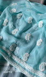 将图像加载到图库查看器中， Women&#39;s Lakhnavi Handcrafted Unstitched Faux-Georgette Chikankari Suit Material - HONC0291830
