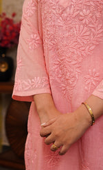 Load image into Gallery viewer, Sufi Women&#39;s Lucknowi Handcrafted Chanderi Silk Chikankari Kurti - HONC01308098
