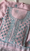 Saziya Women's Lakhnavi Handcrafted Mul Chanderi Semi - Stitched Kurta And Dupatta Set - HONC0246405