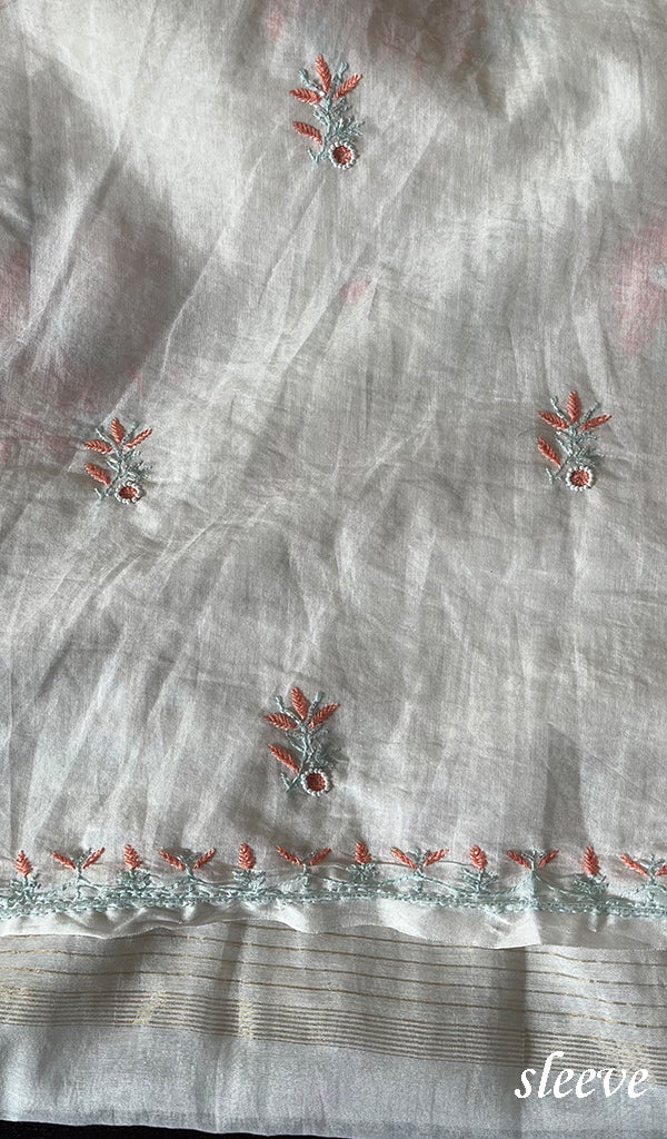 Women's Lakhnavi Handcrafted Mul Chanderi Unstitched Kurta And Dupatta Set - HONC0266911
