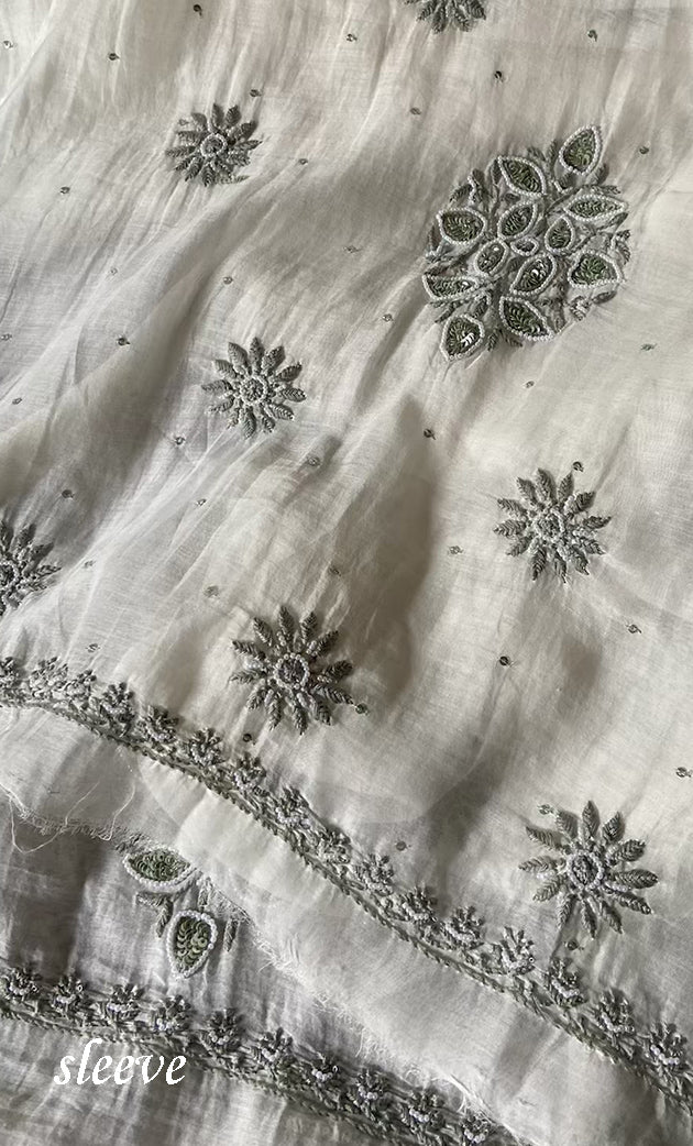 Women's Lakhnavi Handcrafted Mul Chanderi UnStitched Kurta And Dupatta Set - HONC0314858