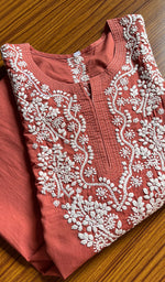 Load image into Gallery viewer, Women&#39;s Lucknowi Handcrafted Cotton Chikankari Kurti - HONC0301020
