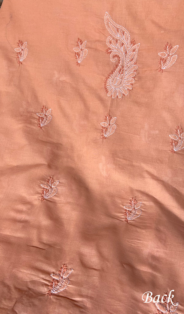 Women's Lakhnavi Handcrafted Unstitched Cotton Chikankari Suit Material - HONC0364005