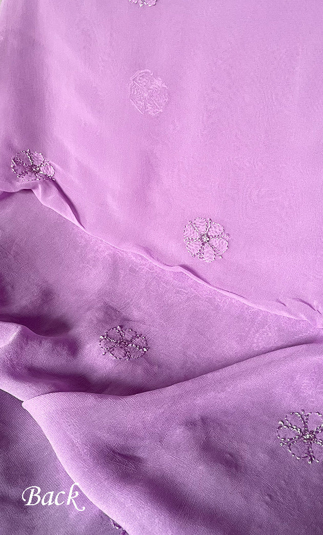 Women's Lakhnavi Handcrafted Viscose Georgette Chikankari Full Suit Material - HONC0299906