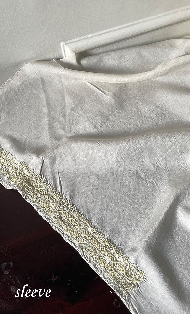 Lucknowi Handcrafted Munga Silk Chikankari Unstitched Men's Kurta Fabric - HONC0230087