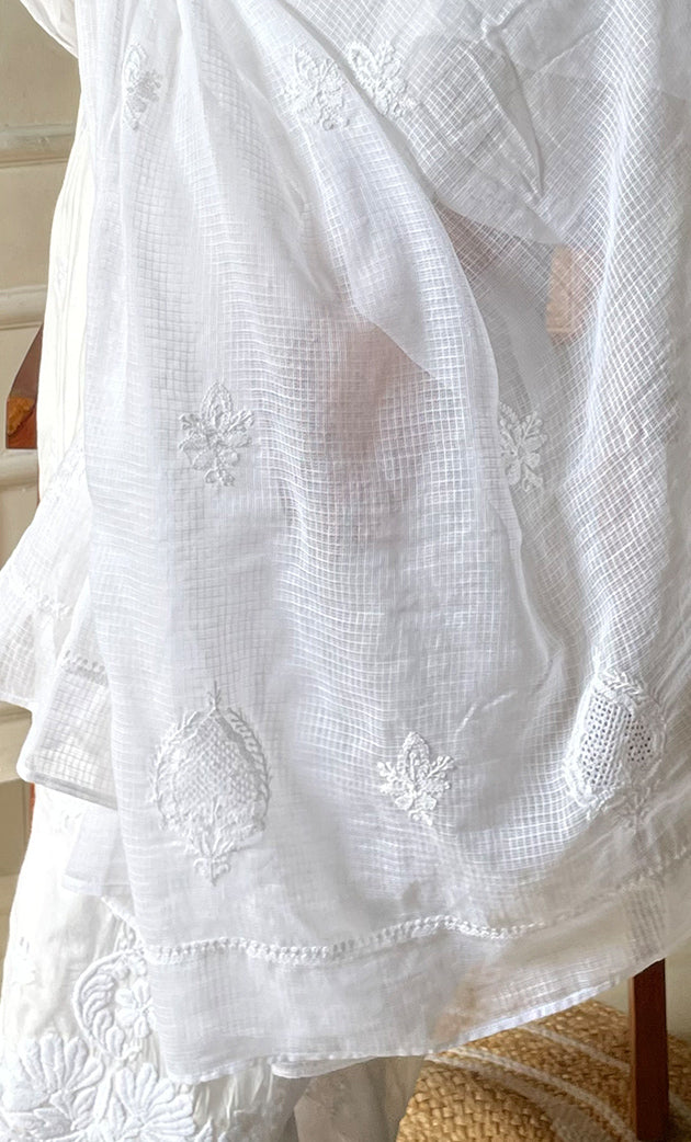 Nazm Women's Lucknowi Handcrafted Kota Cotton Chikankari Dupatta - HONC0277294