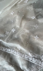 Load image into Gallery viewer, Women&#39;s Lakhnavi Handcrafted Organza Chikankari Unstitched Full Suit Material - HONC0284619
