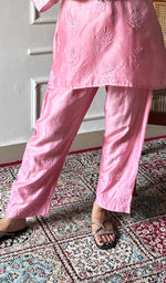 Load image into Gallery viewer, Riddhi Women's Lakhnavi Handcrafted Chanderi Silk Chikankari Top And Pant Set - HONC0360730