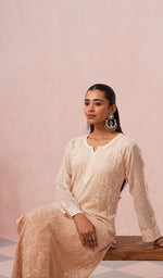 将图像加载到图库查看器中， Safiya Women's Lakhnavi Handcrafted Viscose Georgette Chikankari Kurti - HONC0574952