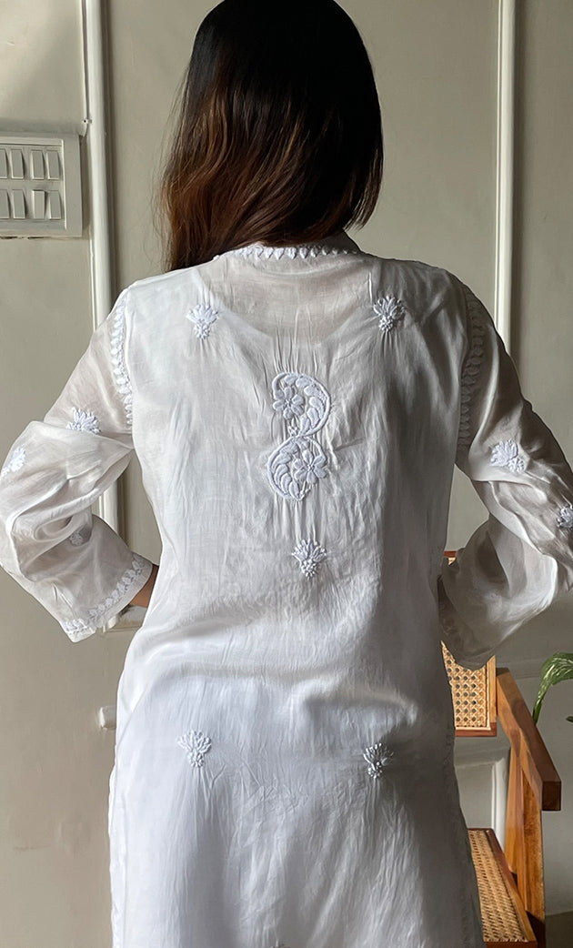 Women's Lucknowi Handcrafted Muslin Chikankari Kurti - HONC0296837