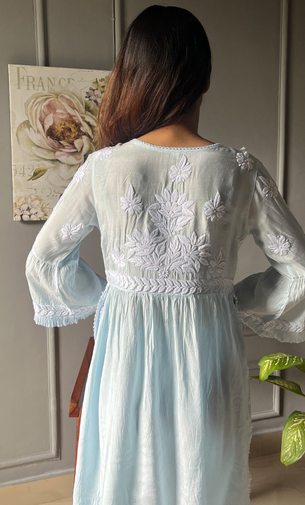 Women's Lakhnavi Handcrafted Modal Cotton Chikankari Kurta And Pant Set - HONC0301743