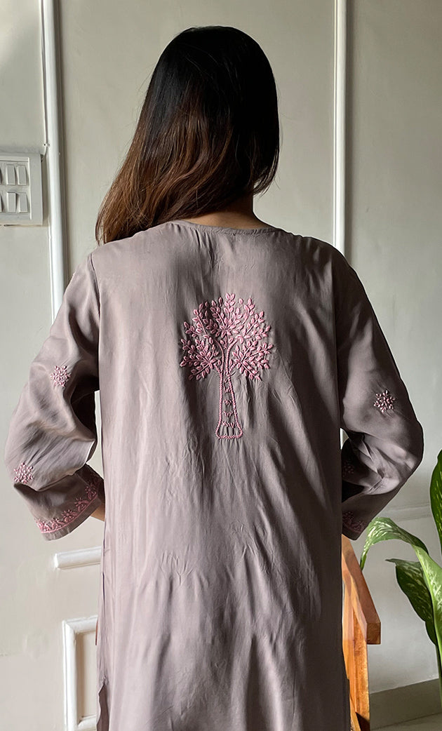 Women's Lucknowi Handcrafted  Modal Cotton Chikankari Top - HONC0297615