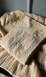 Load image into Gallery viewer, Saziya Women&#39;s Lakhnavi Handcrafted Mul Chanderi Semi - Stitched Kurta And Dupatta Set - HONC0308699
