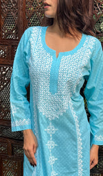 Load image into Gallery viewer, Zainab Women&#39;s Lucknowi Handcrafted Cotton Chikankari Kurti - HONC0217265
