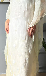 Load image into Gallery viewer, Rabia Women&#39;s Lucknowi Handcrafted Mul chanderi Chikankari Kaftan - HONC0304365
