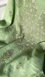 Load image into Gallery viewer, Women's Lakhnavi Handcrafted Mul Chanderi Unstitched Chikankari Full Suit Material - HONC0314661