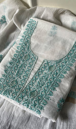 将图像加载到图库查看器中， Women&#39;s Lakhnavi Handcrafted Mul Chanderi Semi - Stitched Kurta And Dupatta Set - HONC0246855
