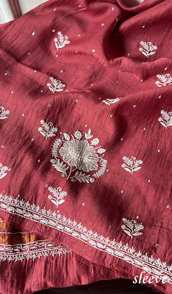 Women's Lakhnavi Handcrafted Mul Chanderi Kurta And Dupatta Set - HONC0288996