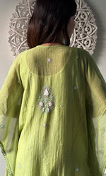 Load image into Gallery viewer, Rabia Women's Lucknowi Handcrafted Mul chanderi Chikankari Kaftan - HONC0311996