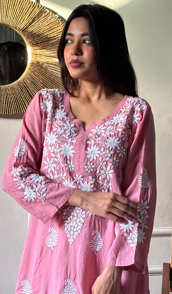 Reet Women's Lucknowi Handcrafted Modal Cotton Chikankari Kurti - HONC0211952