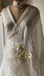 Load image into Gallery viewer, Women's Lakhnavi Handcrafted Bridal Pure Organza Silk Chikankari Lehenga Set - HONC0360858