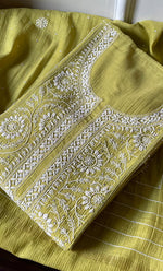 Load image into Gallery viewer, Women&#39;s Lakhnavi Handcrafted Maheshwari Mul Chanderi Semi - Stitched Kurta And Dupatta Set - HONC0301239

